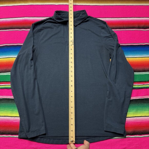 Lululemon  Long Sleeve Evolution Polo Shirt Men S Navy Blue Cotton Stretch - Picture 4 of 5